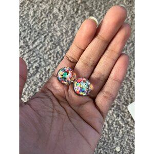 Confetti stud earrings abstract geometric earring stud clear round bubble ball